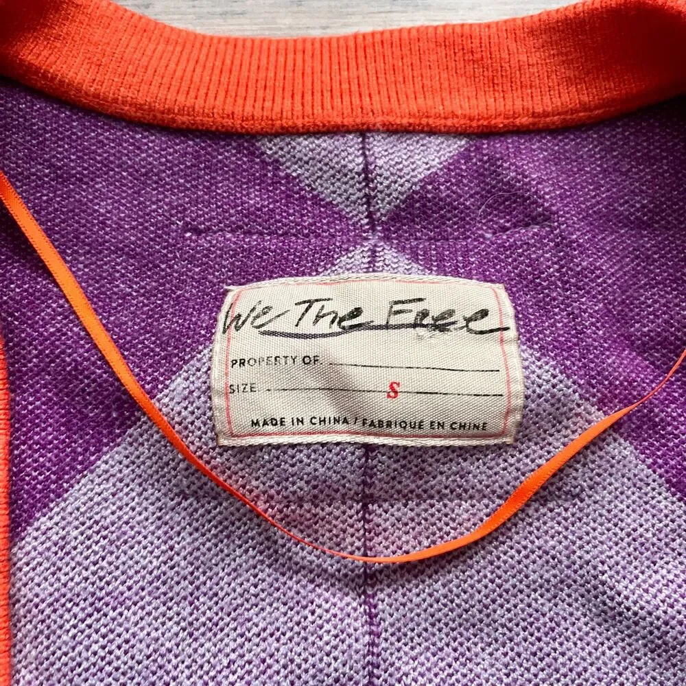 Free People We The Free Manny Cardi Checkered Oversized Cardigan Size Small - Picture 5 of 10